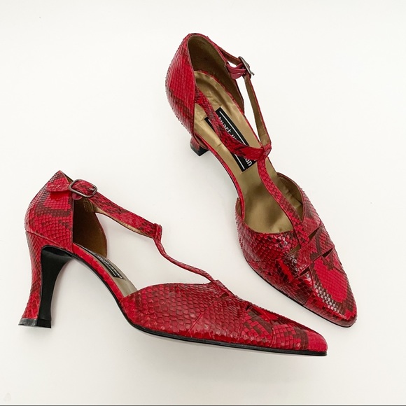Stuart Weitzman Shoes - Stuart Weitzman vintage red snake print heels 8